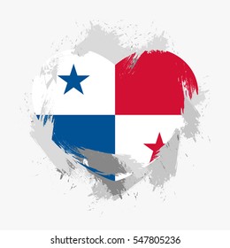 Vector flag of Panama isolated on the frayed, scratched heart