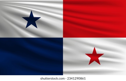 Vector flag of Panama waving closeup style background illustration.