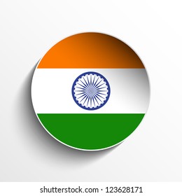 Vector - Flag Paper Circle Shadow Button India