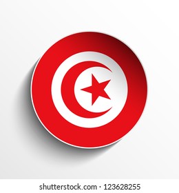 Vector - Flag Paper Circle Shadow Button Tunisia