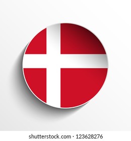 Vector - Flag Paper Circle Shadow Button Denmark