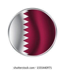 Vector - Flag Paper Circle Shadow Button Qatar, Qatar flag Button Vector - flag icons.