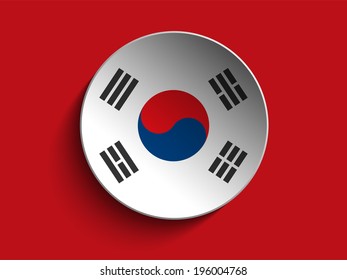 Vector - Flag Paper Circle Shadow Button South Korea