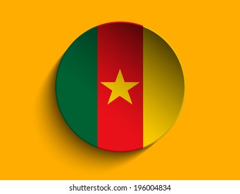 Vector - Flag Paper Circle Shadow Button Cameroon