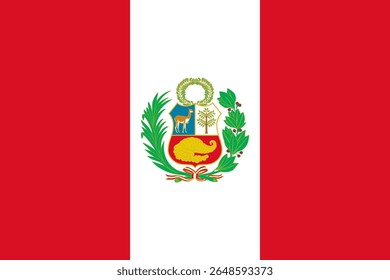 Vector flag of Peru, a country in South America. Accurate dimensions and official colors. This file is suitable for digital editing and printing of any size.