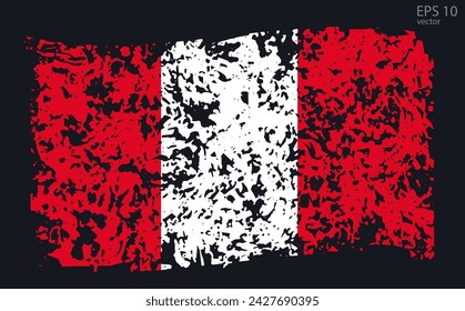 Vector flag of Peru. Vector illustration with cracks and abrasions.
