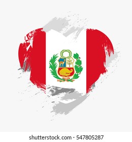 Vector flag of Peru isolated on the frayed, scratched heart