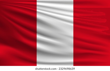 Vector flag of Peru waving closeup style background illustration.