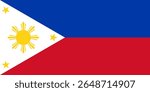 Vector flag of The Philippines, a country in Southeast Asia. Accurate dimensions and official colors. This file is suitable for digital editing and printing of any size.