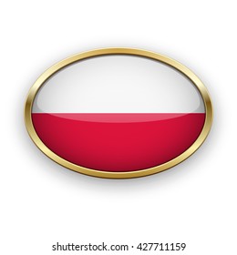 Vector flag of Poland in a golden frame