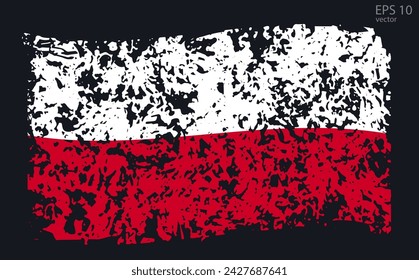 Vector flag of Poland. Vector illustration with cracks and abrasions.
