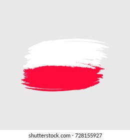 Vector flag of Poland. Vector illustration for Poland Independence Day. Polish flag in trendy grunge style. National Day Design template for poster, banner, flayer, web, greeting, invitation card