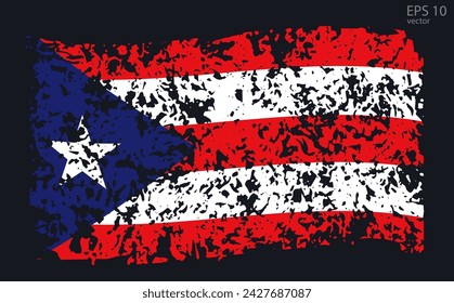 Vector flag of Puerto Rico. Vector illustration with cracks and abrasions.

