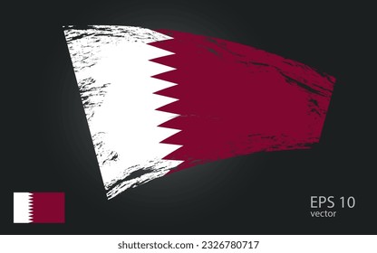 Bandera vectorial de qatar, ilustración. Vista de trazo de trazo de pincel con indicador vectorial plano.
