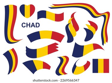 pabellón vectorial de la República del Chad - conjunto de formas abstractas