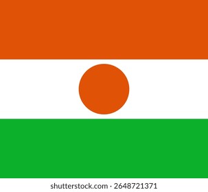 Bandeira vetorial da República do Níger, um país da África Ocidental. Dimensões precisas e cores oficiais. Este arquivo é adequado para edição e impressão digital de qualquer tamanho.