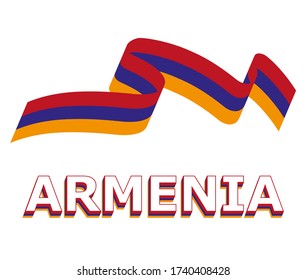 Vector flag ribbon Armenia. Template for Independence Day poster design.