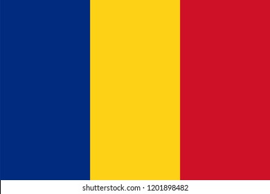 Vector flag of Romania. Proportion 2:3. The national flag of Romania. The tricolor with vertical stripes.
