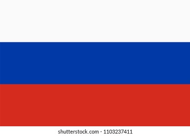 Vector flag of Russia. Proportion 2:3. Russian national tricolour flag. Tricolor.