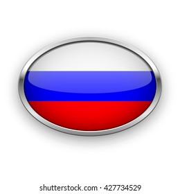 Vector flag of Russia in a silver frame