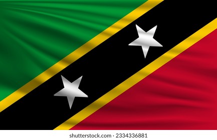 Bandera vectorial de Saint Kitts y Nevis ondeando la ilustración de fondo estilo armario.
