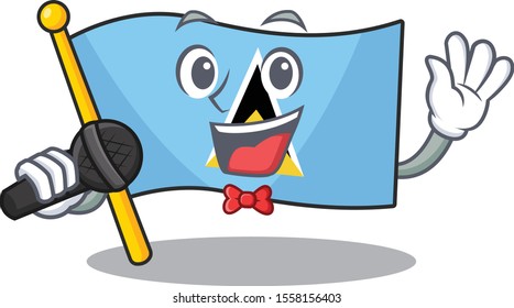 vector flag saint lucia in singing mascot