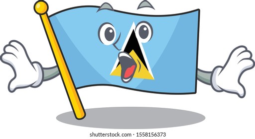 vector flag saint lucia in surprised mascot