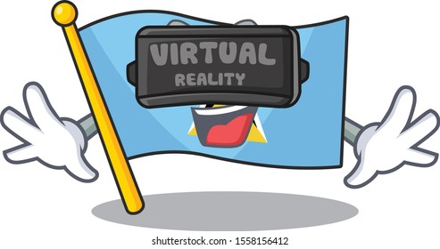 vector flag saint lucia in virtual reality mascot