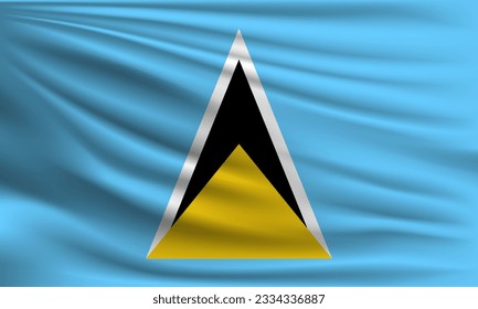 Vector flag of Saint Lucia waving closeup style background illustration.