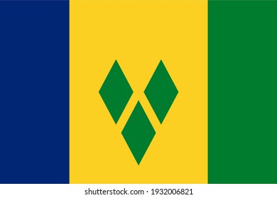 Bandera vector de San Vicente y las Granadinas. Dimensiones precisas y colores oficiales. Símbolo de patriotismo y libertad. Este archivo es adecuado para edición digital e impresión de cualquier tamaño.