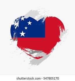 Vector flag of Samoa isolated on the frayed, scratched heart