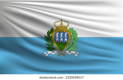 Vector flag of San Marino waving closeup style background illustration.