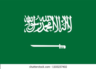 Vector flag of Saudi Arabia. Proportion 2:3. Arab national flag.