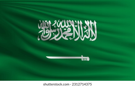 Vector flag of Saudi Arabia waving closeup style background illustration.