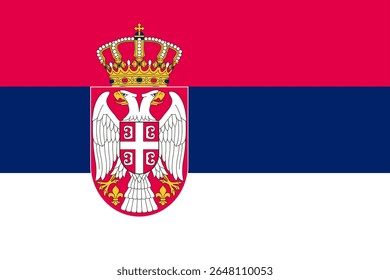 Bandeira vetorial da Sérvia, um país do Sudeste e da Europa Central. Dimensões precisas e cores oficiais. Este arquivo é adequado para edição e impressão digital de qualquer tamanho.