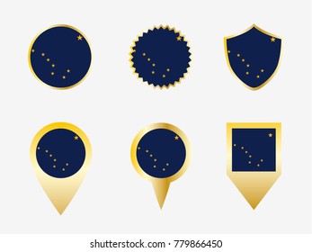Vector flag set of Alaska, US state 