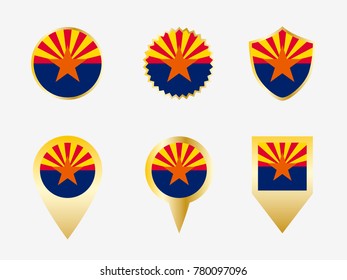 Vector flag set of Arizona, US state 