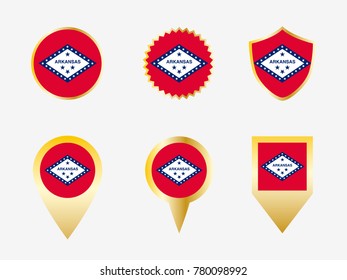 Vector flag set of Arkansas, US state 