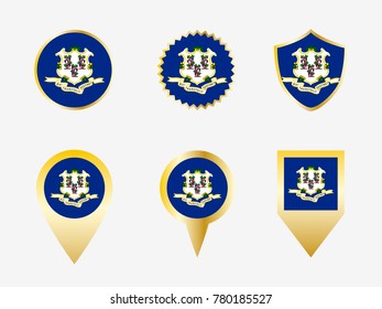 Vector flag set of Connecticut, US state 