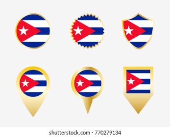 Vector flag set of Cuba