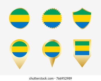 Vector flag set of Gabon.