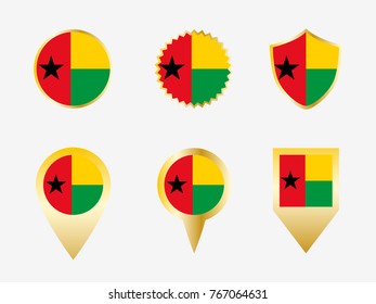 Vector flag set of Guinea-bissau.