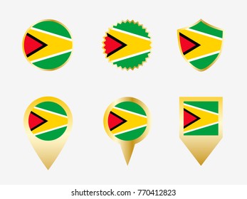 Vector flag set of Guyana