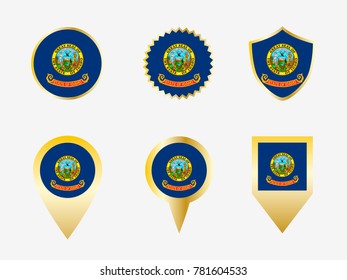 Vector flag set of Idaho, US state 