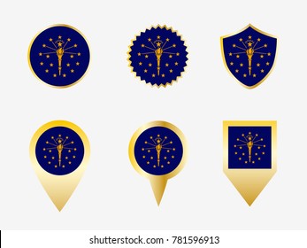 Vector flag set of Indiana, US state 
