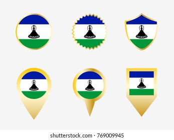 Vector flag set of Lesotho.