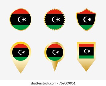 Vector flag set of Libya.