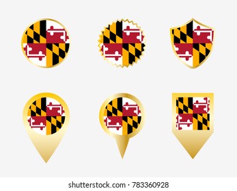 Vector flag set of Maryland, US state 