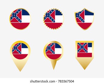 Vector flag set of Mississippi, US state 