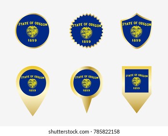 Vector flag set of Oregon, US state 